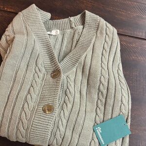 Women's Taupe Cable Knit Cardigan